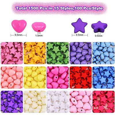 1500Pcs 15 Style Opaque Acrylic Beads SACR-SZ0001-13-1