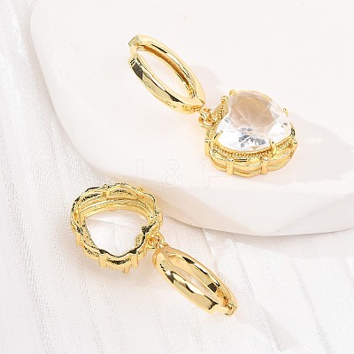 Valentine's Day Heart Brass & Glass Hoop Earrings EJEW-Z164-23G-03-1