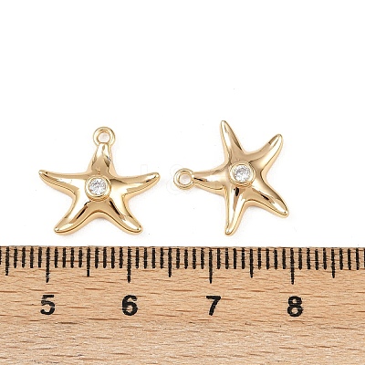 Brass Micro Pave Cubic Zirconia Charms KK-G535-05B-G-1