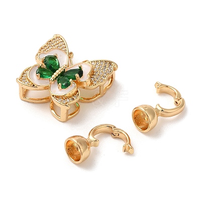 Brass Micro Pave Cubic Zirconia Fold Over Clasps KK-A227-36G-1