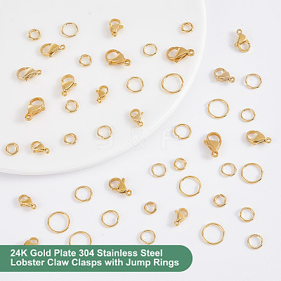 80Pcs 4 Styles 304 Stainless Steel Lobster Claw Clasps DIY-PH0028-67-1