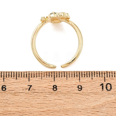 Adjustable Brass Micro Pave Cubic Zirconia Cuff Rings for Women LS-RJEW-B138-02G-1