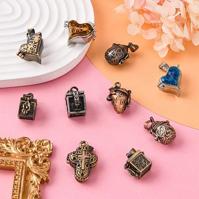 Brass Prayer Box Pendants KK-MSMC001-1-1