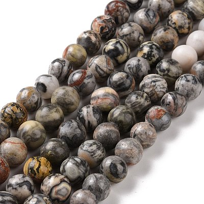Natural Map Stone/Picasso Stone/Picasso Jasper Beads Strands G-D481-09-1