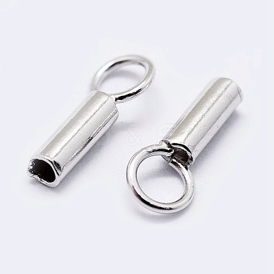 Anti-Tarnish Rhodium Plated 925 Sterling Silver Cord Ends STER-F036-21P-1mm-1