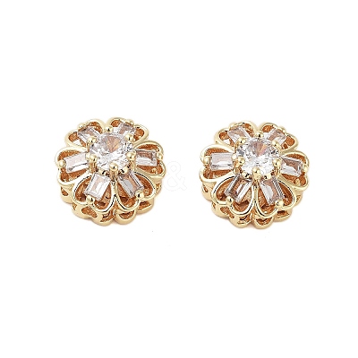 Brass Micro Pave Clear Cubic Zirconia Beads KK-Z059-02G-1