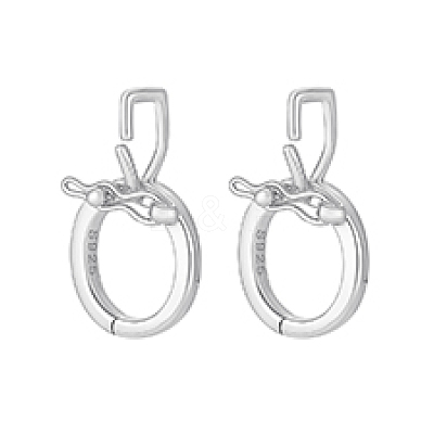 2Pcs Rhodium Plated 925 Sterling Silver Twister Clasps STER-PH0004-51P-1