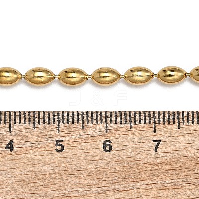 Ion Plating(IP) 304 Stainless Steel Oval Ball Chain Bracelets for Women BJEW-C046-01G-1