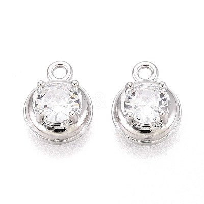 Brass Pave Cubic Zirconia Pendants KK-T071-41P-1