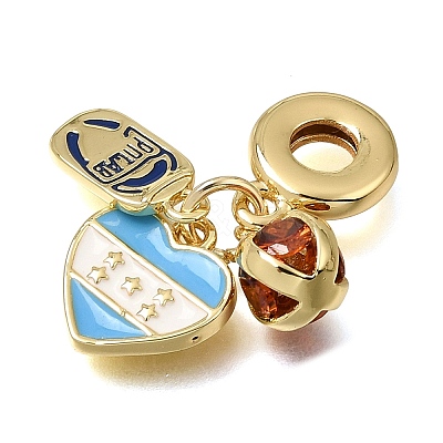 Brass Micro Pave Clear Cubic Zirconia and Enamel European Dangle Charms CU-CBAA556-02B-1