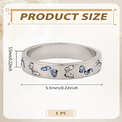 1Pc Alloy Rhinestone Finger Rings RJEW-LP0003-60-1
