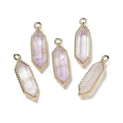 Natural Amethyst Faceted Double Terminal Pointed Pendants G-G181-05G-02-1
