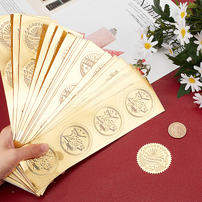 30 Sheets 6 Style Plastic Self Adhesive Gold Foil Embossed Stickers DIY-CP0006-33-1