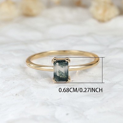 Brass and Moss Agate Finger Rings for Women FS-WGD1EDF-01-1