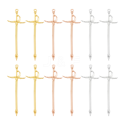 48Pcs 3 Colors Alloy Sword Pendants FIND-UN0003-12-1