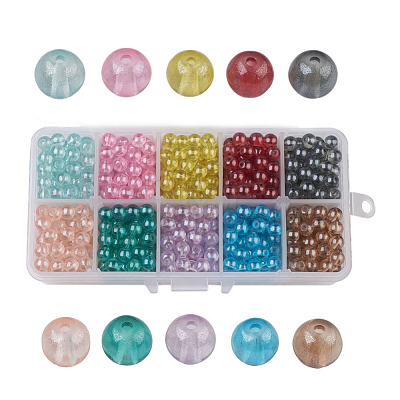 10 Colors Transparent Spray Painted Glass Beads DGLA-JP0001-11-6mm-1