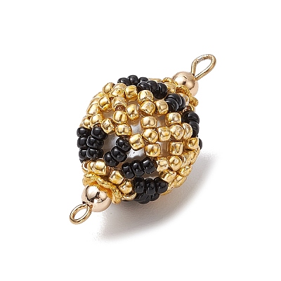 Seed Beads Loom Round Connector Charms PALLOY-MZ00375-1