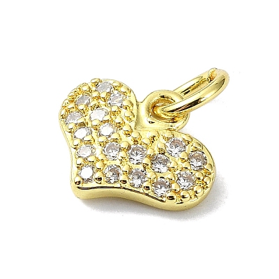 Heart Theme Brass Micro Pave Cubic Zirconia Charms KK-H475-56G-06-1