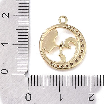 Brass Micro Pave Clear Cubic Zirconia Pendants FIND-B077-02G-09-1