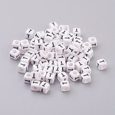 50g Opaque Acrylic Horizontal Hole Letter Beads SACR-TA0001-19Q-1