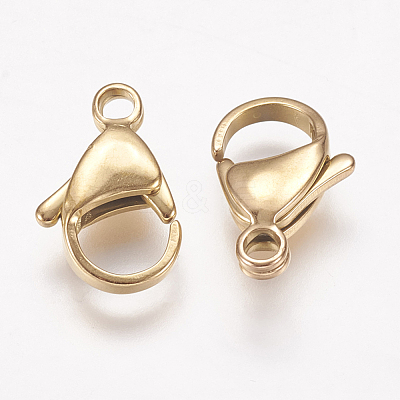 Ion Plating(IP) 304 Stainless Steel Lobster Claw Clasps STAS-P185-15-G-1