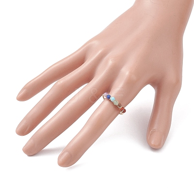 Natural Gemstone Chakra Finger Rings RJEW-JR00949-01-1