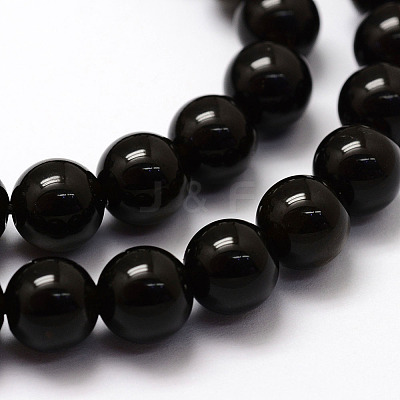 Natural Golden Sheen Obsidian Beads Strands X-G-F364-08-4mm-1