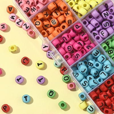 450Pcs 10 Styles Opaque Acrylic Beads OACR-FS0004-02-1