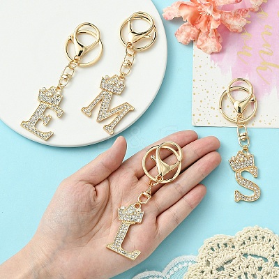 Golden Alloy Rhinestone Keychain KEYC-YW00105-01-1