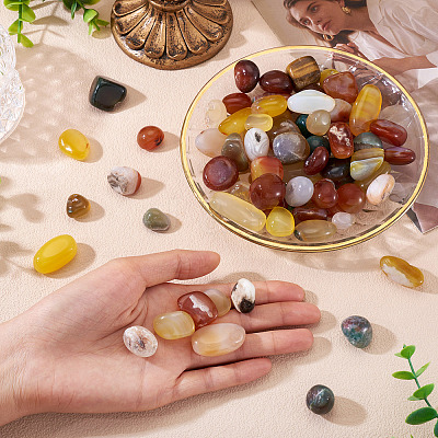 250G Dyed & Heated Natural Agate Beads G-TA0002-73C-1
