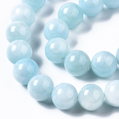 Natural Dyed Yellow Jade Gemstone Bead Strands X-G-R271-12mm-Y04-1