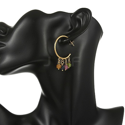 Natural Multicolor Tourmaline  Stud Tassel Earring EJEW-JE07221-1