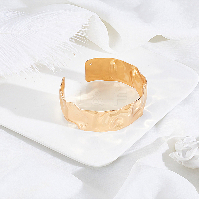 1Pc Galvanized Iron Open Cuff Bangles for Women BJEW-LP0015-21-1
