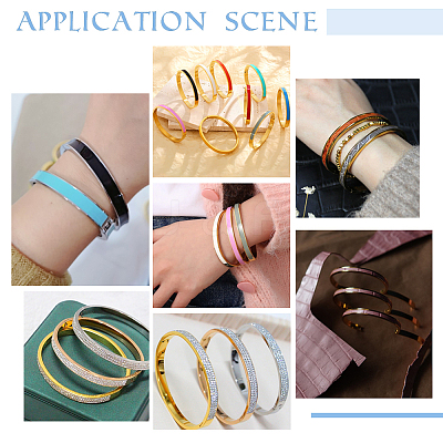 1Pc Stainless Steel Grooved Bangles STAS-UN0042-51G-1