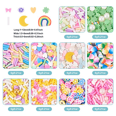 60G 10 Styles Handmade Polymer Clay Sprinkles Mix CLAY-TA0001-70-1