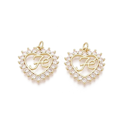 Valentine's Day Brass Micro Pave Clear Cubic Zirconia Pendants KK-N287-37G-1
