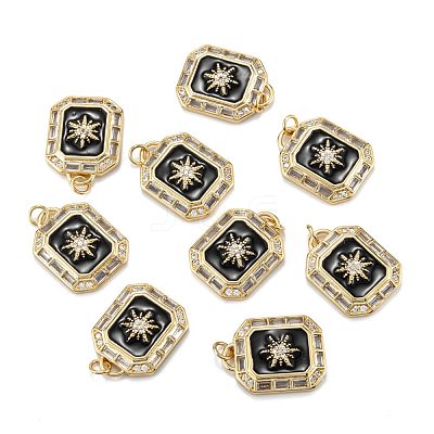 Brass Micro Pave Clear Cubic Zirconia Pendants ZIRC-A020-07G-1