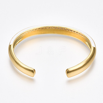 Brass Micro Pave Clear Cubic Zirconia Cuff Bangles BJEW-N302-004F-NF-1