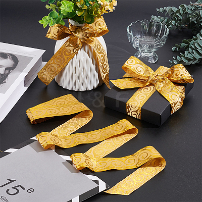 7M Polyester Jacquard Floral Ribbons SRIB-WH0011-140B-1