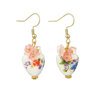 Handmade Porcelain & Acrylic Beads Dangle Earrings for Women EJEW-JE07329-01-1