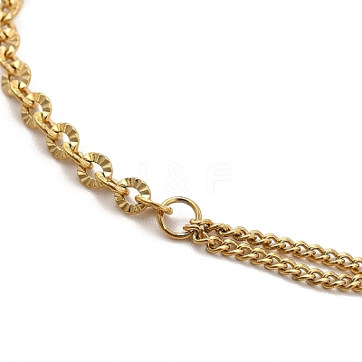 Ion Plating(IP) 304 Stainless Steel Oval & Curb Chain Bracelet for Women BJEW-G667-13G-1