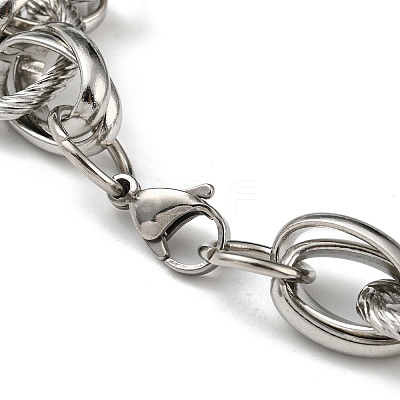Non-Tarnish 201 Stainless Steel Oval Link Chain Bracelets STAS-Z056-19P-1
