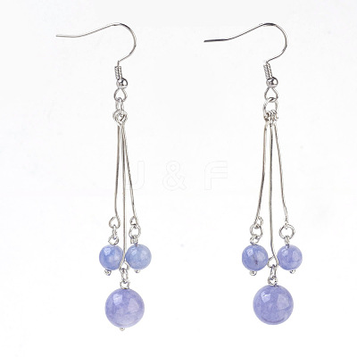 Natural Aquamarine Dangle Earrings EJEW-JE02813-09-1