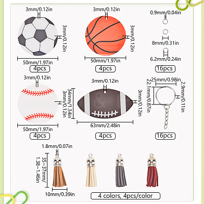 DIY Sports Ball Acrylic Pendant Keychain Making Kits DIY-SP0001-43-1