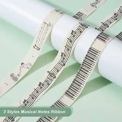 12M 3 Styles Printed Cotton Ribbons OCOR-NB0001-57-1