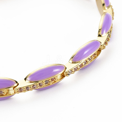 Brass Micro Pave Cubic Zirconia Link Chain Bracelet for Women BJEW-T020-05G-06-1