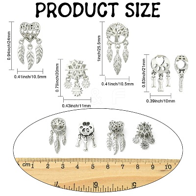 12Pcs 4 Styles Alloy European Beads FIND-CJ0005-01-1