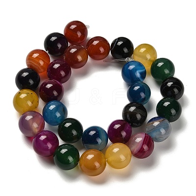 Dyed Natural Banded Agate Beads Strands G-G175-A10-01-1