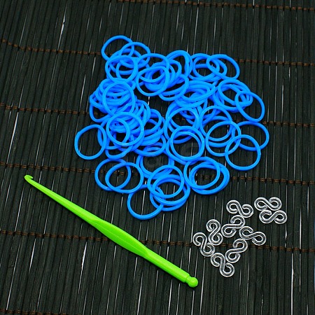 Fluorescent Neon Color Rubber Loom Bands Refills with Accessories X-DIY-R006-05-1