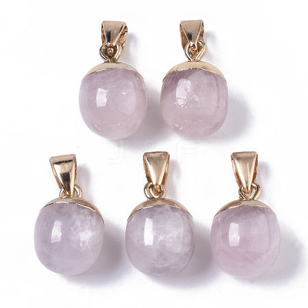 Top Golden Plated Natural Rose Quartz Pendants G-T131-03N-1